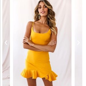 Selfie Leslie Emoji Bodycon Mini Dress - Mustard